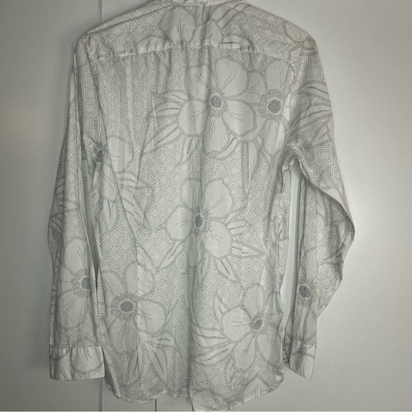 🎆 Ted Baker London GoGirl Floral Print Button down dress Shirt SZ 3 Medium White - Picture 7 of 11